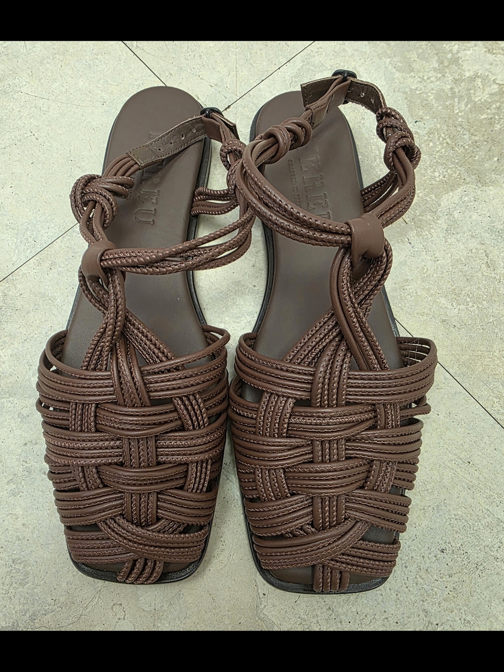 Woven Brown Women's Ankle-Strap Sandals